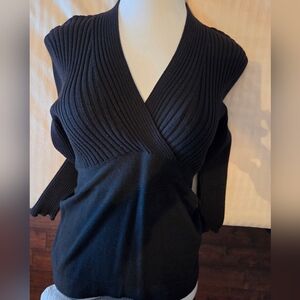 Black Knit Nine West Ribbed Top M